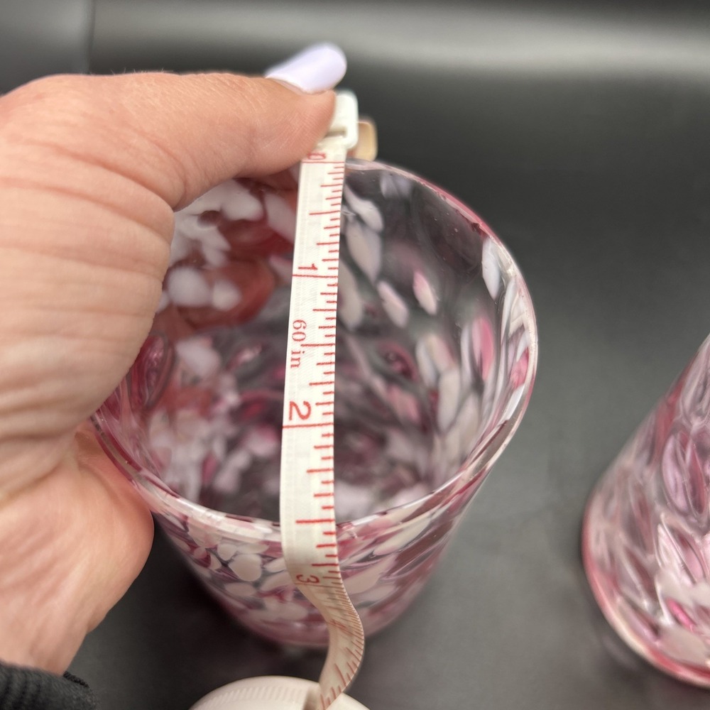 EAPG EARLY GLASS NORTHWOOD SPATTER AND COIN DOT TUMBLER Set Of 2. Pink and White - Picture 5 of 6